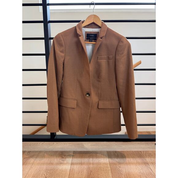 J.Crew Regent Blazer – Camel – Size 4P – Tailored Wool Blend with Flannel Collar - Picture 3 of 16